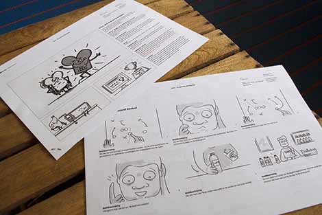 Verschillende concepten voor vertelwijze, beelden en vorm van de animatie.